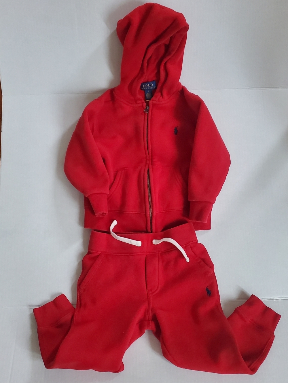 Polo Ralph Lauren‎ Kids Cotton Fleece Red Hoodie And Jogger Set Toddler Size 3